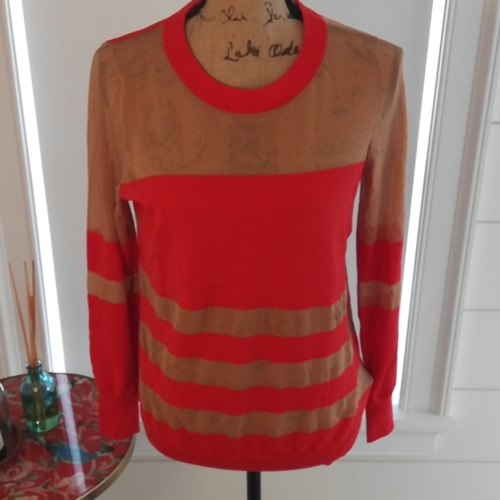 Orange & Tan Sheer Top - Picture 2 of 12